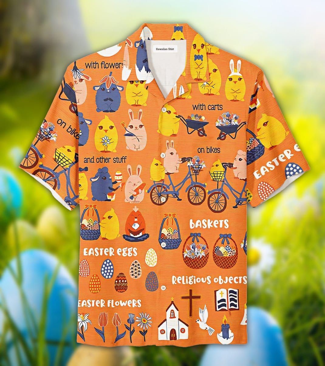 Felacia [Hawaii Shirt] Easter Day Bunny Ride A Bicycle Cute Hawaiian Aloha Shirts-ZX3050